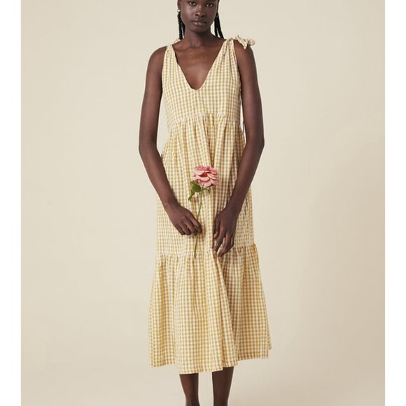 Opia cotton gingham maxi/midi dress - Picture 3 of 4